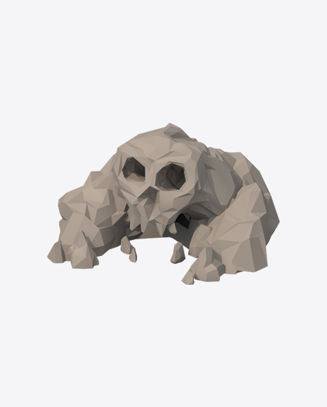 Low Poly Skull Shaped Rocks PNG