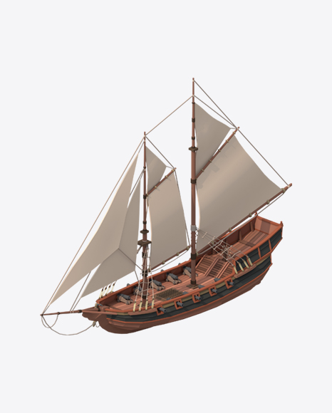 Low Poly Sailing Ship PNG