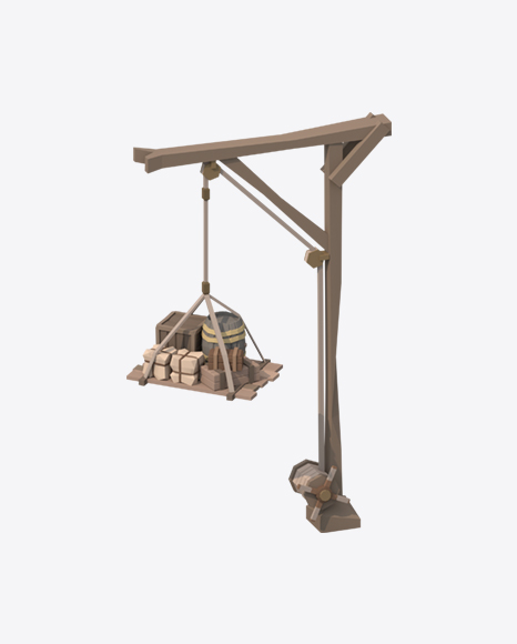 Low Poly Wooden Crane PNG