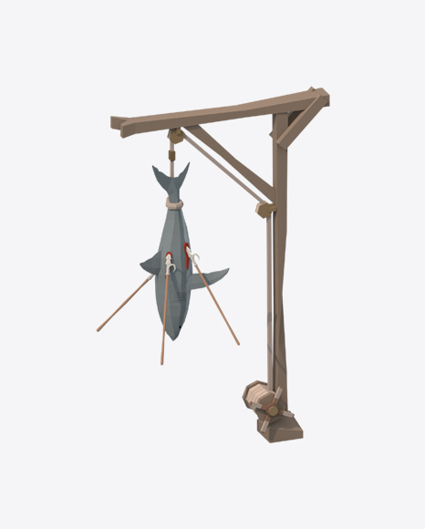 Low Poly Wooden Crane PNG