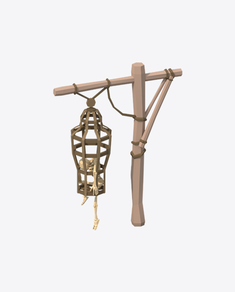 Low Poly Skeleton in Cage PNG