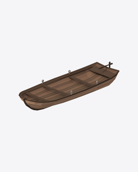 Low Poly Wooden Boat PNG