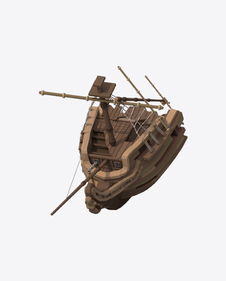 Low Poly Wrecked Ship PNG