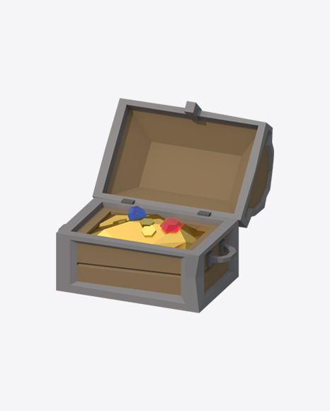 Low Poly Opened Treasure Chest PNG