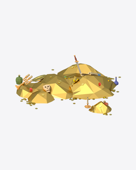 Low Poly Treasure Pail PNG