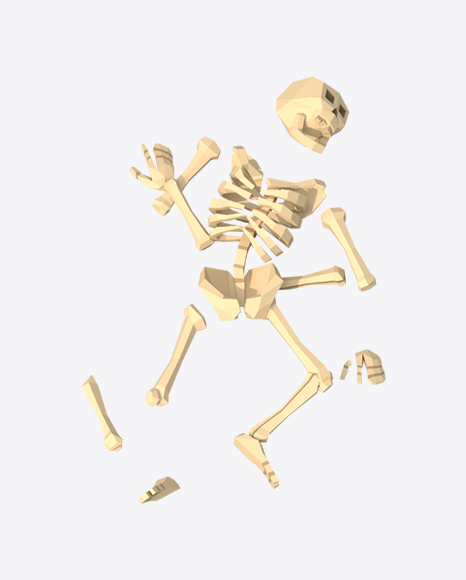Low Poly Broken Skeleton PNG