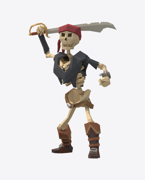 Low Poly Skeleton Sword Attack PNG