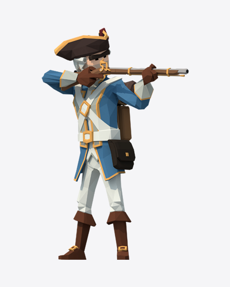 Low Poly Aiming Soldier PNG