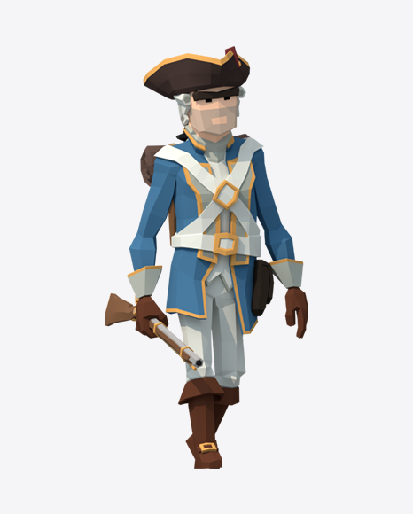 Low Poly Walking Soldier PNG
