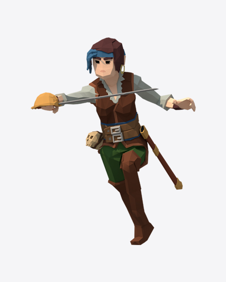 Low Poly Pirate Lady with Sabre