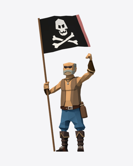 Low Poly Pirate with Flag