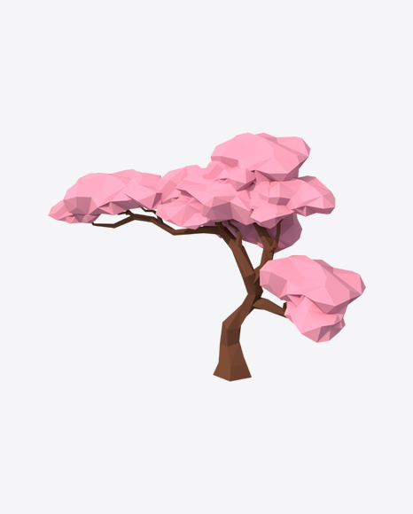 Low Poly Sakura Tree PNG