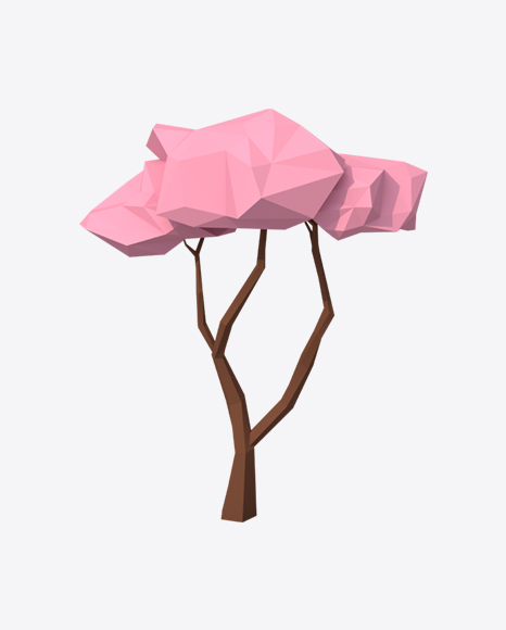 Low Poly Sakura Tree PNG