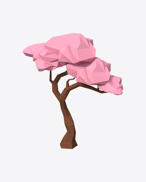 Low Poly Sakura Tree PNG