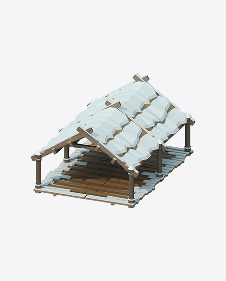 Low Poly Snow Covered Wooden Canopy PNG