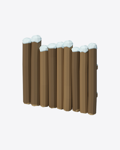 Low Poly Snow Covered Wooden Wall PNG
