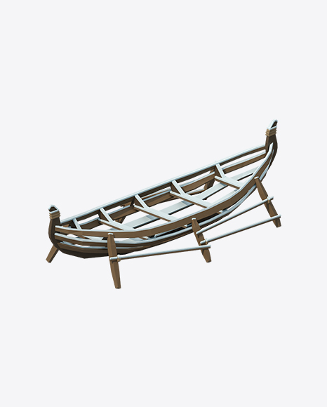 Low Poly Snow Covered Boat Frame PNG