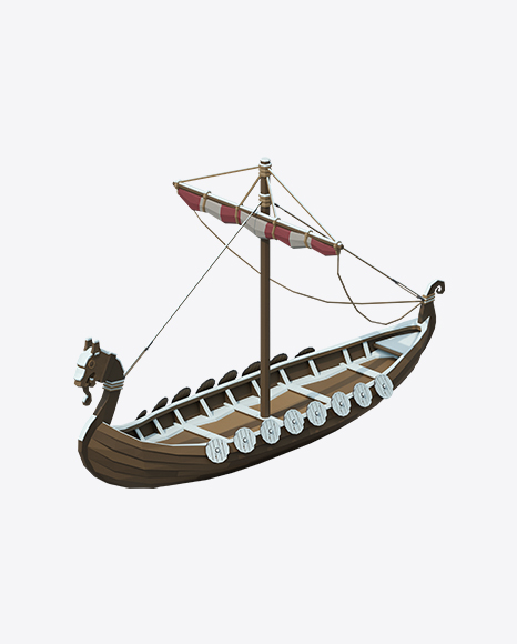 Low Poly Snow Covered Viking Ship