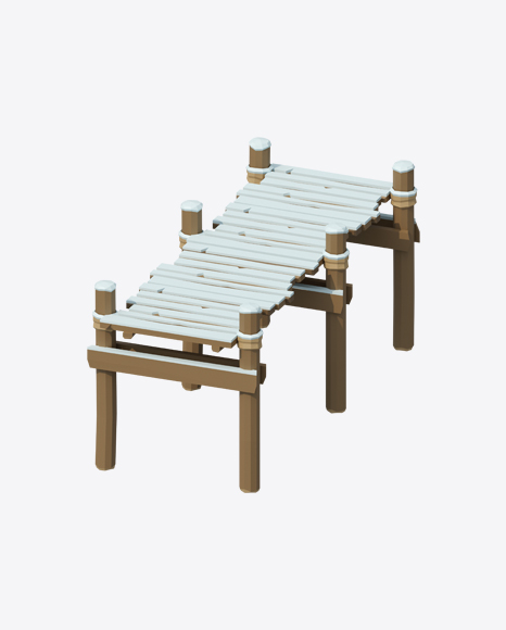 Low Poly Snow Covered Wooden Platform