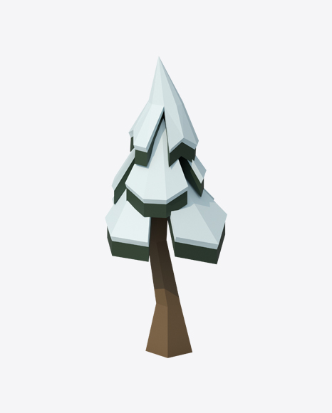 Low Poly Snow Covered Small Fir