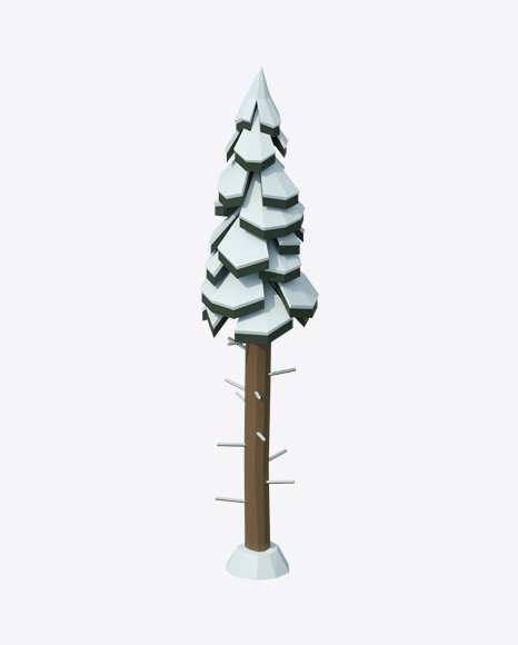 Low Poly Snow Covered Tall Fir