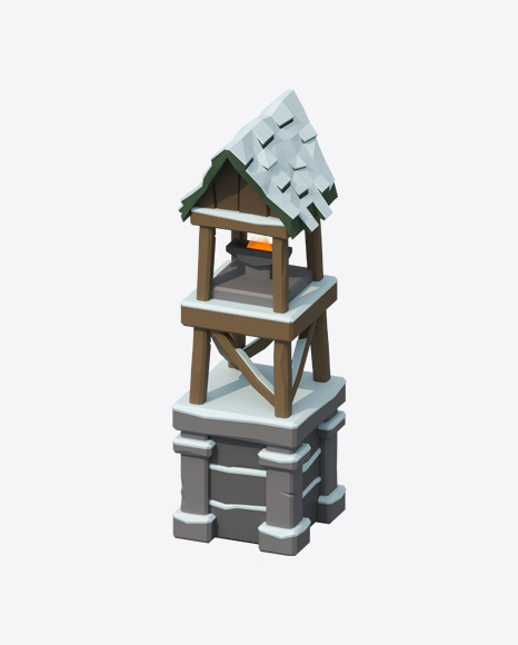 Low Poly Snow Covered Tower