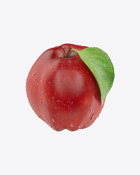 Red Apple with Water Drops