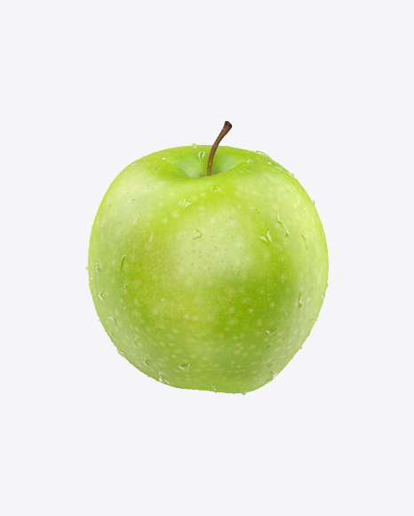Green Apple with Water Drops