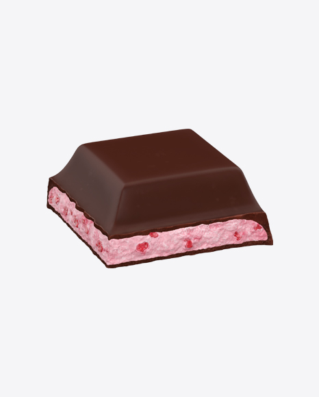Square Chocolate Piece with Strawberry Cream