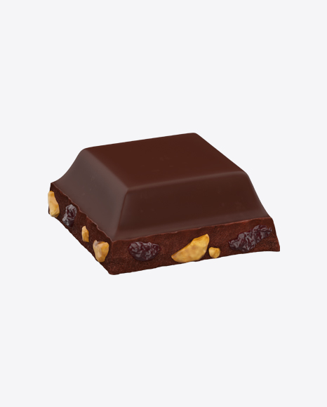 Square Chocolate Piece with Nuts and Raisins