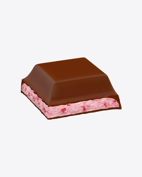 Square Chocolate Piece with Strawberry