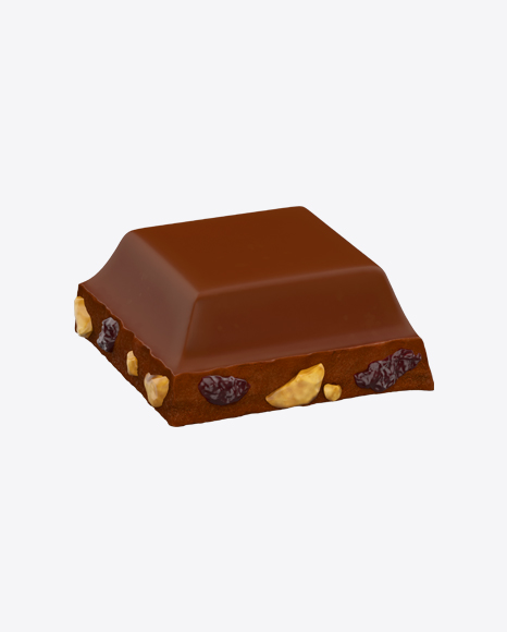 Square Chocolate Piece with Nuts and Raisins
