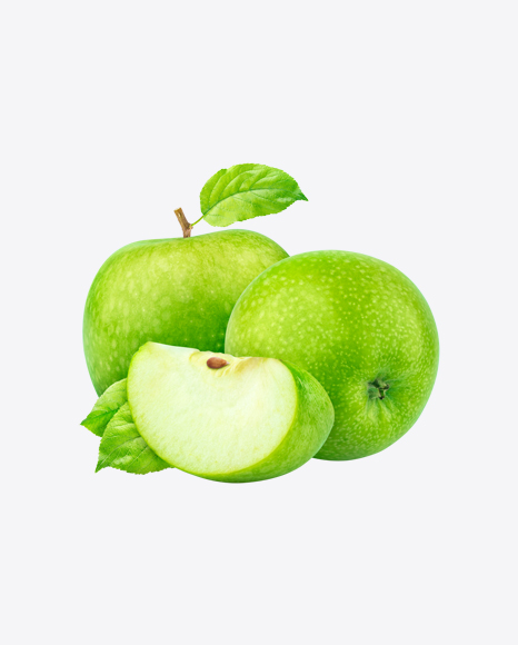Green Apples with Slice PNG
