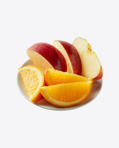 Apple and Orange Slices in Bowl PNG