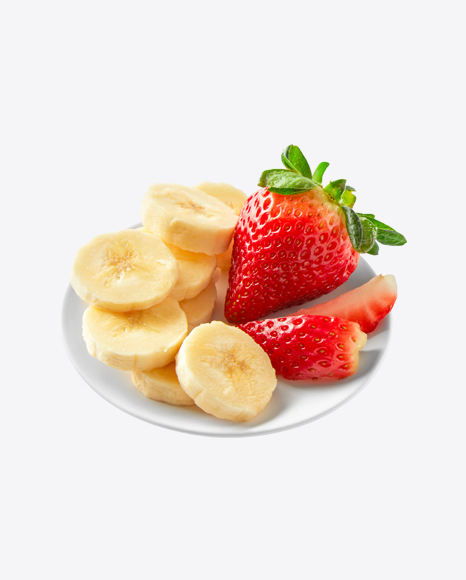 Banana Slices with Strawberries in Bowl