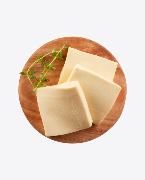 Cheese Slices on Wooden Plate