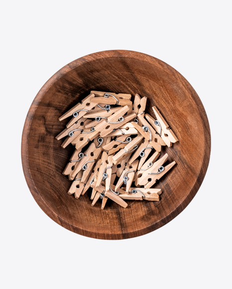 Wooden Clips in Bowl PNG