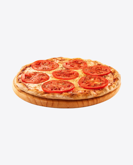 Margarita Pizza on Wooden Plate