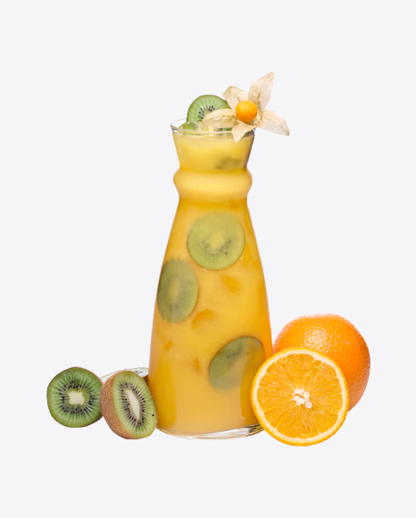 Cold Kiwi/Orange Lemonade Glass Decanter PNG
