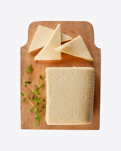 Cheese Slices on Wooden Plate