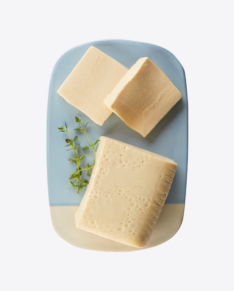 Cheese Slices on Ceramic Plate