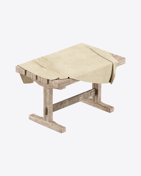 Wooden Table Covered with Fabric PNG