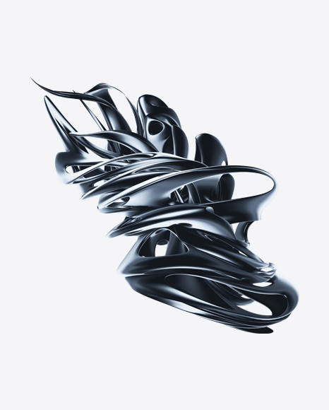 Chrome Silver Abstract Object PNG