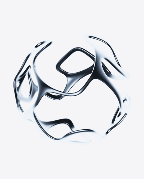 Chrome Silver Abstract Object PNG