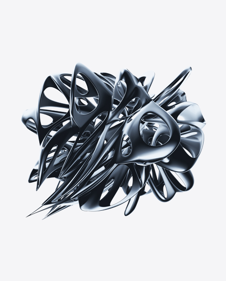 Chrome Silver Abstract Object PNG