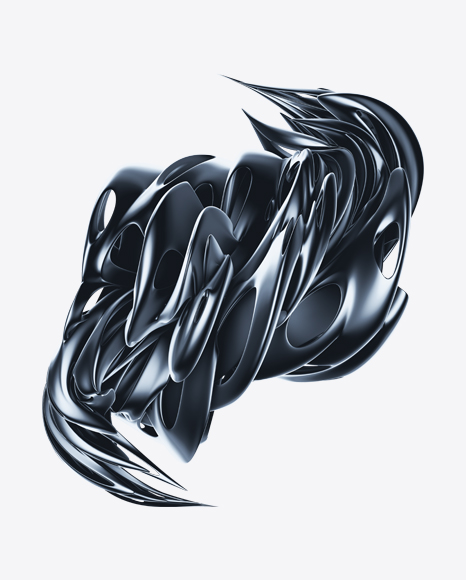 Chrome Silver Abstract Object PNG