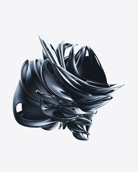 Chrome Silver Abstract Object PNG