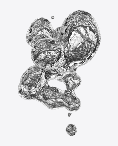 Silver Liquid Abstract Form PNG