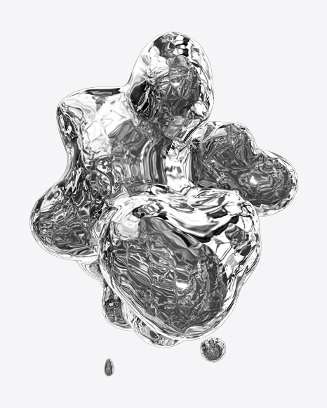 Silver Liquid Abstract Form PNG