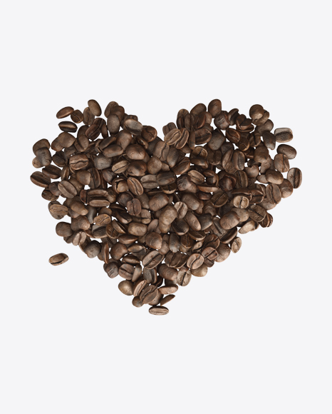 Heart-Shaped Coffee Beans Pile PNG